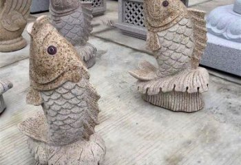 威海花岗岩石雕-鲤鱼雕塑