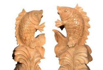 威海中领雕塑：精美的鲤鱼喷水晚霞红石雕