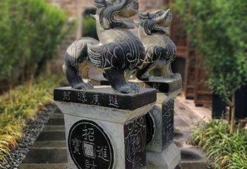 威海貔貅石雕小区看门雕塑