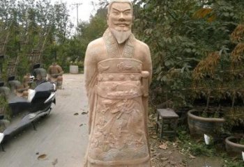 威海中领雕塑：以秦始皇晚霞红石雕像闻名
