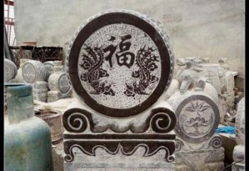 威海青石凤凰浮雕抱鼓石，精致历久弥新