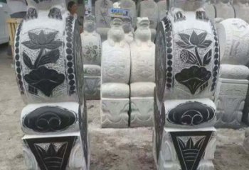 威海中领雕塑推出的青石荷花浮雕门墩雕塑，使用…