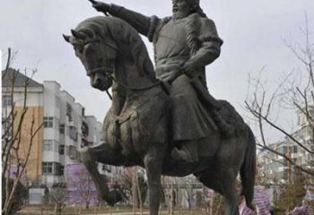 威海精致雕刻成吉思汗青铜骑马