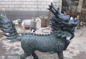 威海青铜雕制神兽麒麟，艺术匠心之至