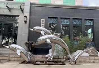 威海高端定制不锈钢海豚雕塑