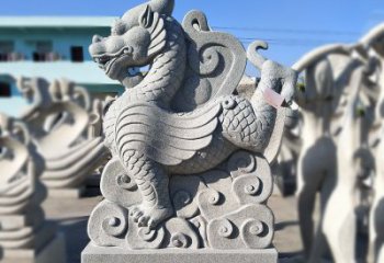 威海造型独特的上古四灵之青龙砂岩石雕塑