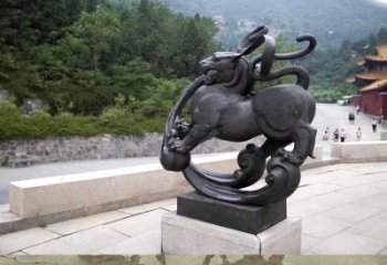 威海神兽白虎铜雕塑，雕刻出传统中国文化之精髓