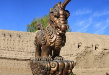 威海神兽獬豸古铜雕塑摆件