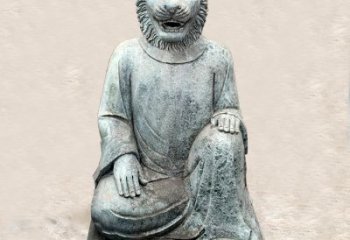 威海中领雕塑：生肖虎-兽首人身石雕精品