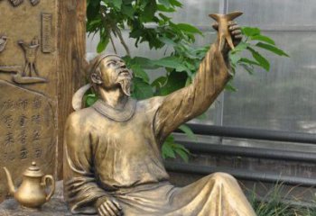 威海象征文学大师李白的铜雕像