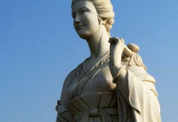 威海十二花神九月菊花庞苏汉白玉美女雕像