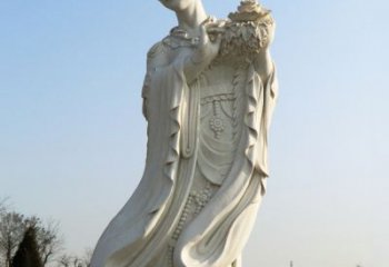 威海古典美女雕塑——十二花神之四月牡丹杨玉环汉白玉