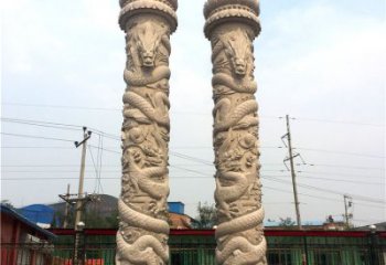 威海石雕华表盘龙柱，雕塑工艺的精美展示