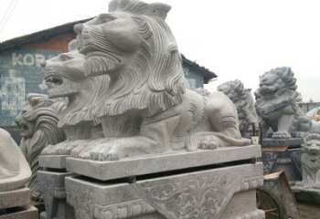 威海优质石雕汇丰狮子雕塑
