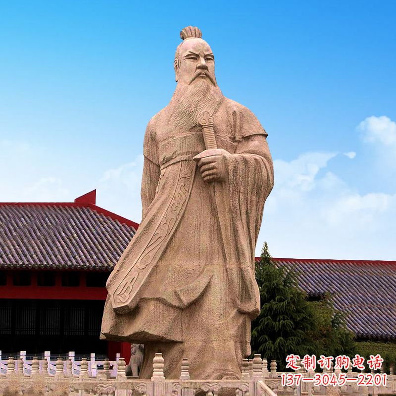 威海魏武帝曹操砂岩石雕塑像
