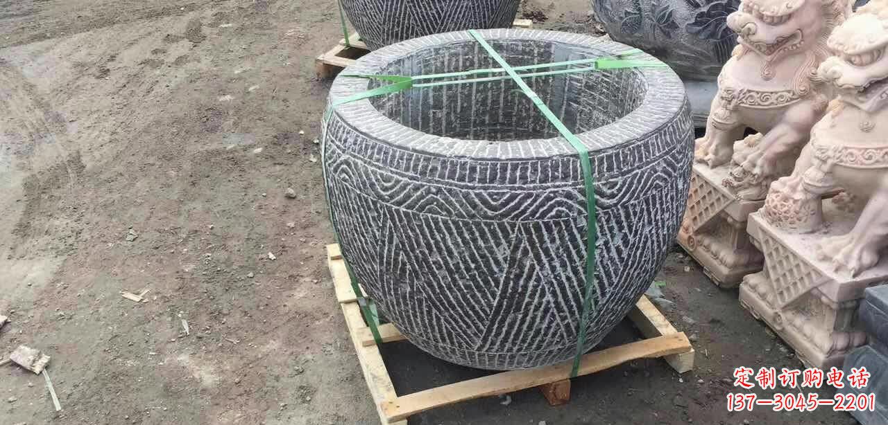 威海纹理石浮雕水缸