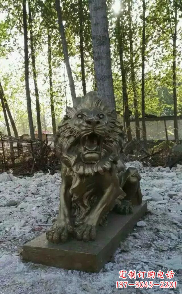威海卧着的西洋狮子铜雕 (2)