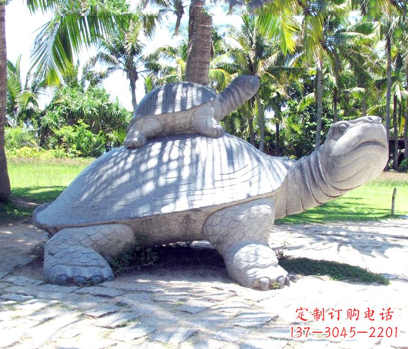 威海乌龟母子石雕