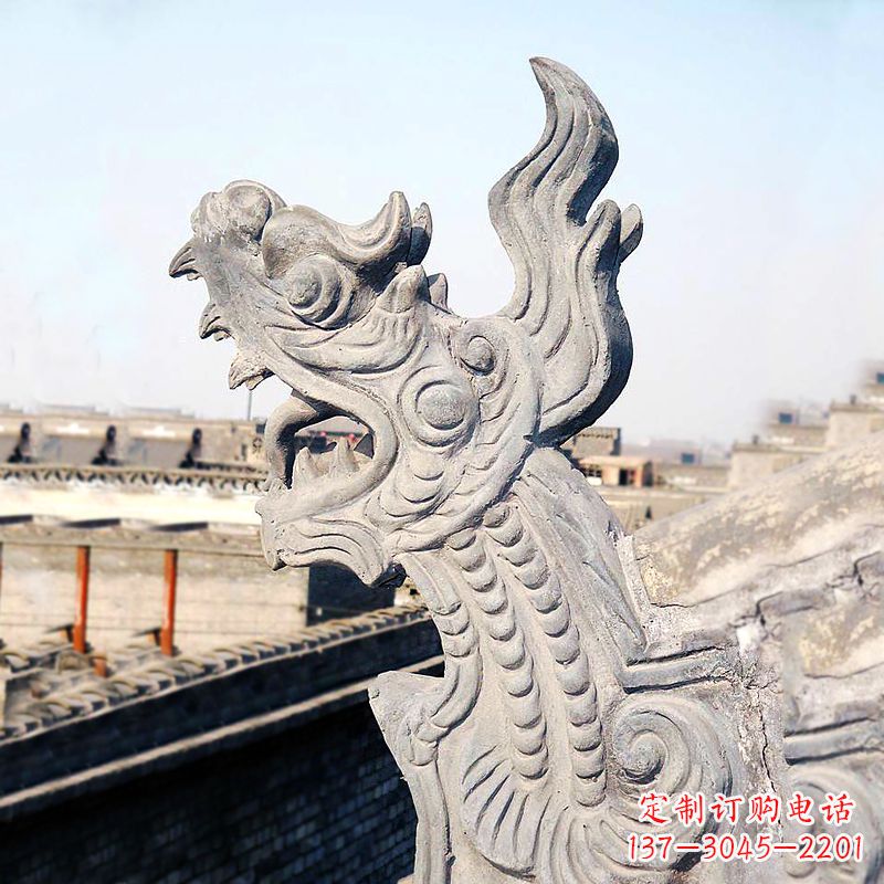 威海屋脊鸱尾螭吻雕塑-古建装饰神兽动物雕塑