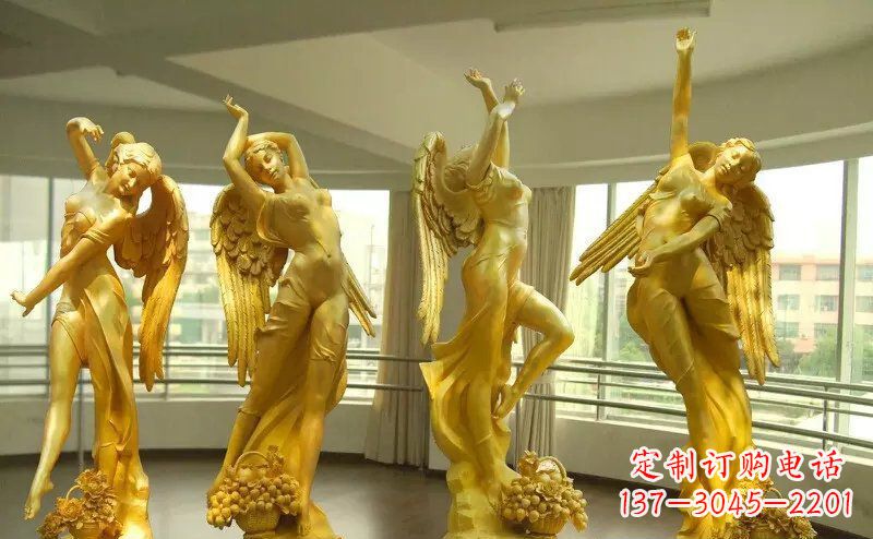 威海舞蹈四女神玻璃钢仿铜人物雕塑