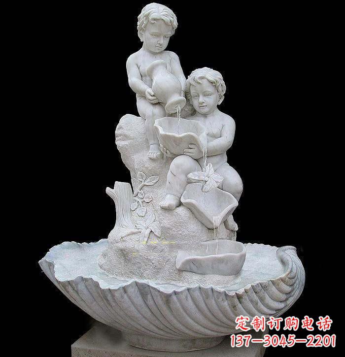 威海西方儿童喷泉石雕