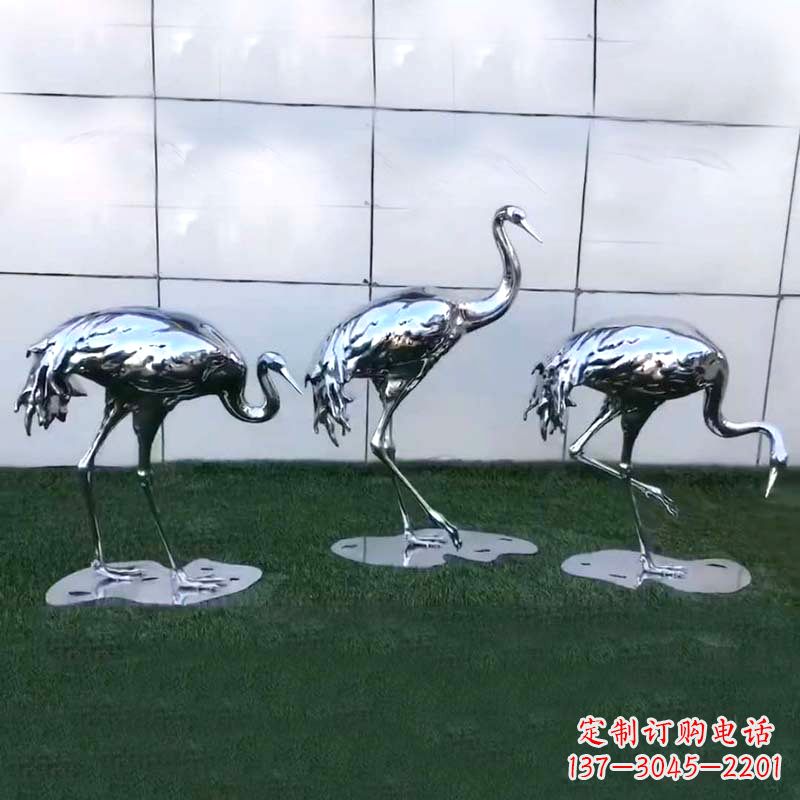 威海仙鹤镜面不锈钢雕塑
