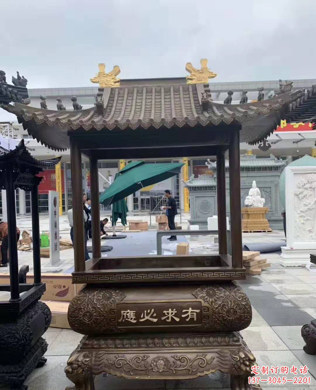 威海香炉铜雕户外摆件寺庙景观雕塑