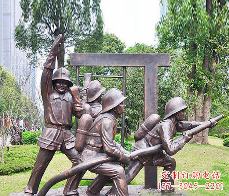 威海消防员人物铜雕 (2)