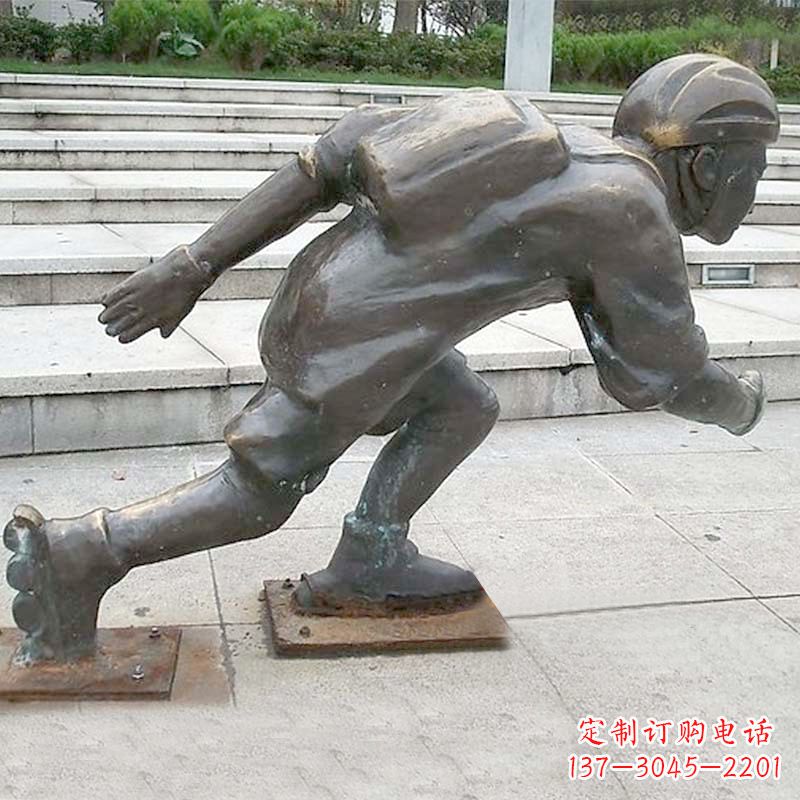 威海小孩滑旱冰广场人物运动雕塑