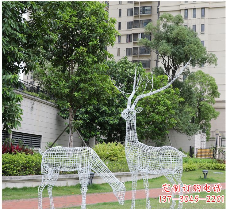 威海小区不锈钢镂空梅花鹿鹿雕塑