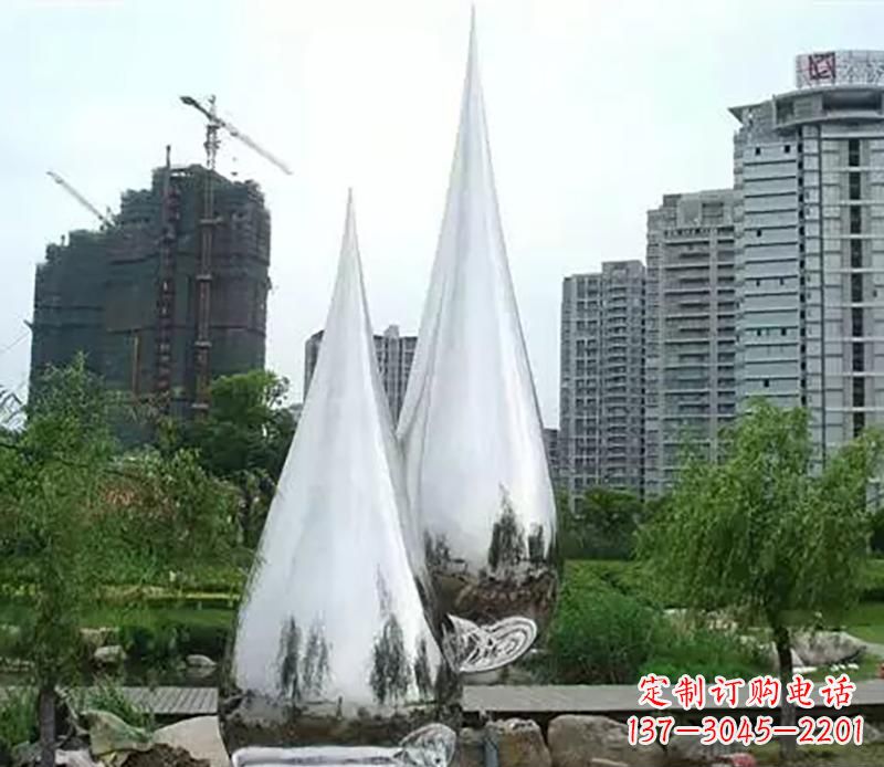 威海小区不锈钢水滴雕塑