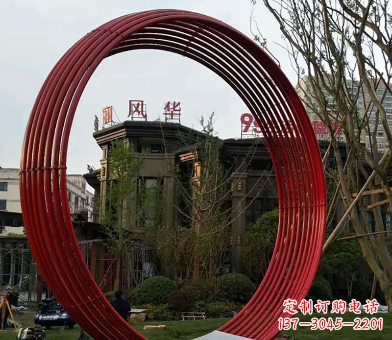威海小区不锈钢圆环景观雕塑