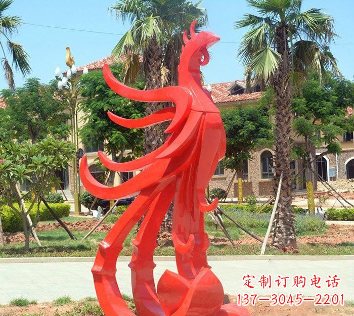 威海小区抽象不锈钢凤凰雕塑