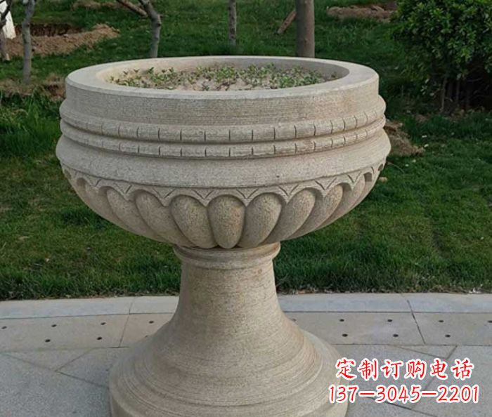 威海小区大理石花盆摆件石雕