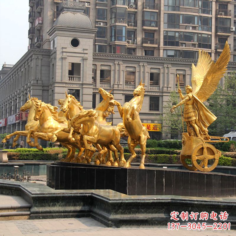威海小区大门阿波罗战车鎏金景观铜雕