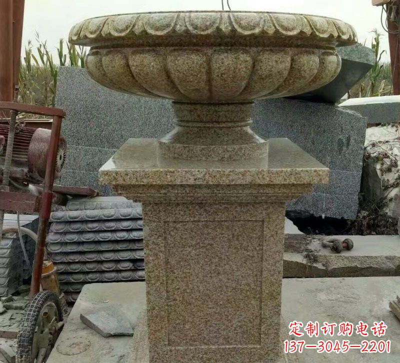 威海小区花岗岩花盆雕塑