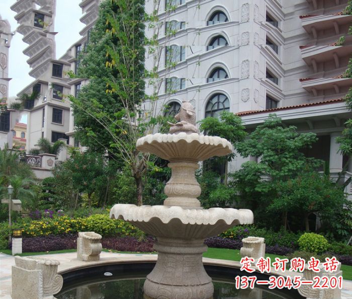 威海小区景观大理石鲤鱼喷泉石雕