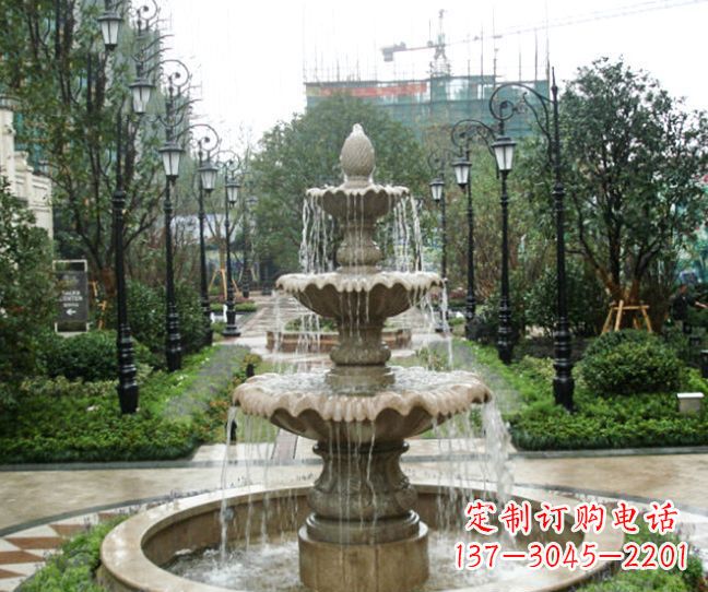 威海小区景观大理石喷泉石雕 (4)