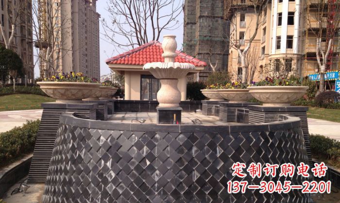威海小区景观大理石喷泉石雕 (3)
