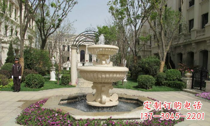 威海小区景观大理石喷泉石雕 (7)