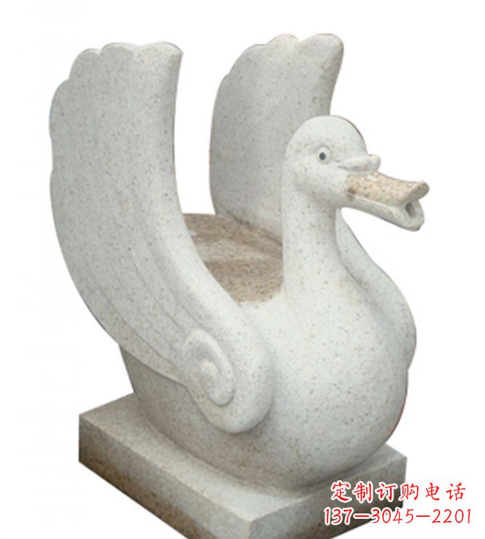 威海小区景观大理石天鹅喷泉石雕 (2)