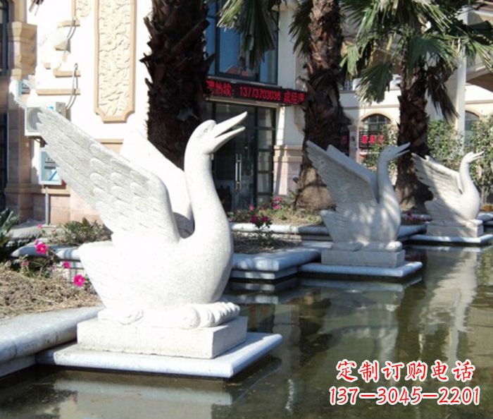 威海小区景观大理石天鹅喷泉石雕