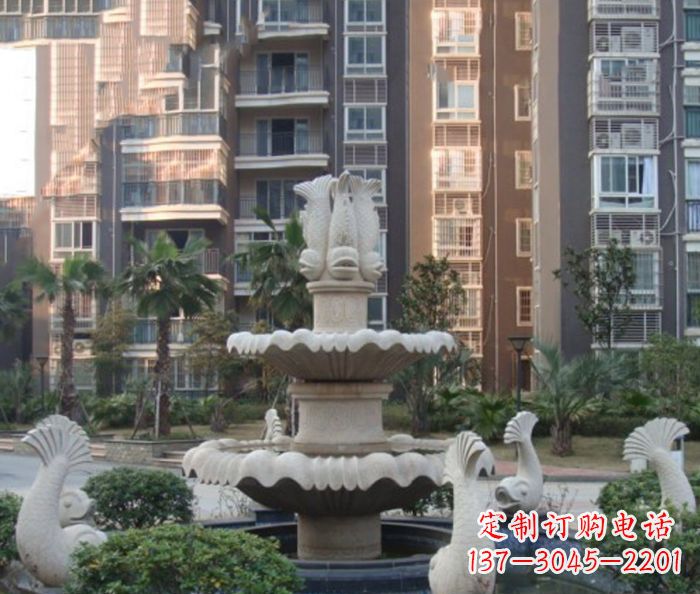 威海小区景观鲤鱼喷泉石雕