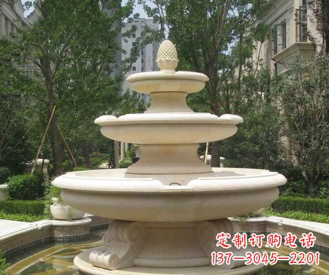 威海小区景观晚霞红多层喷泉石雕