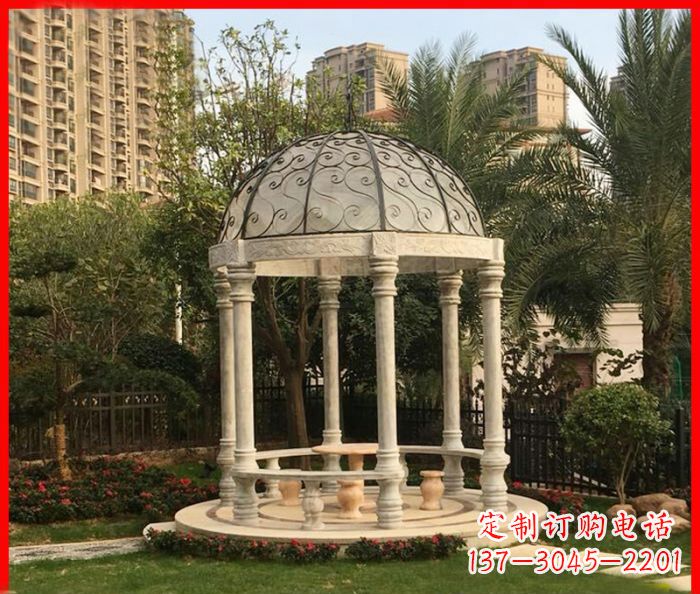 威海小区欧式圆顶凉亭石雕 (2)