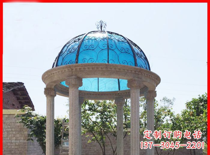 威海小区欧式圆顶凉亭石雕_2