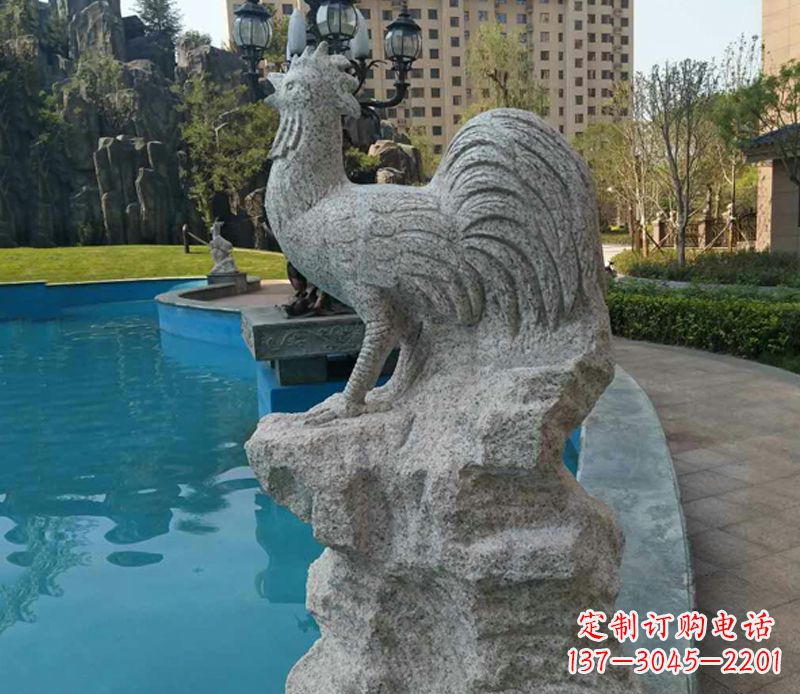 威海小区十二生肖鸡动物石雕