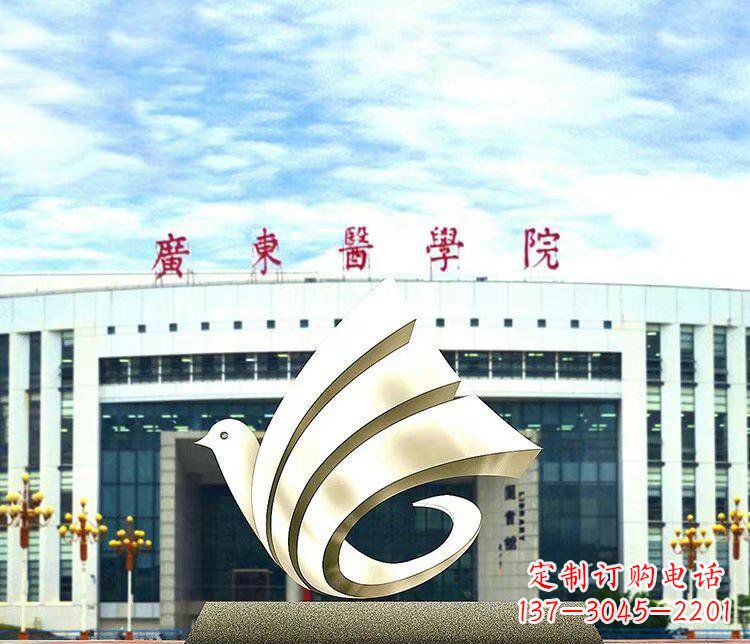 威海校园不锈钢抽象和平鸽雕塑