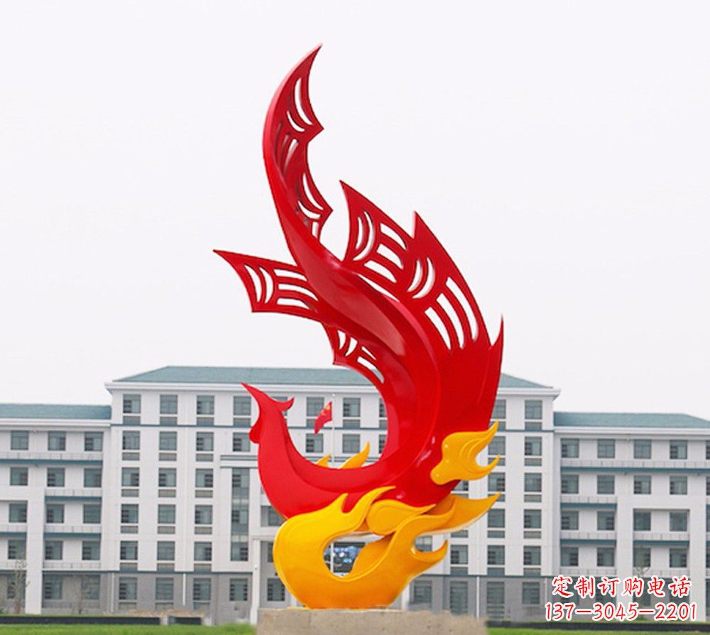 威海校园不锈钢凤凰浴火雕塑