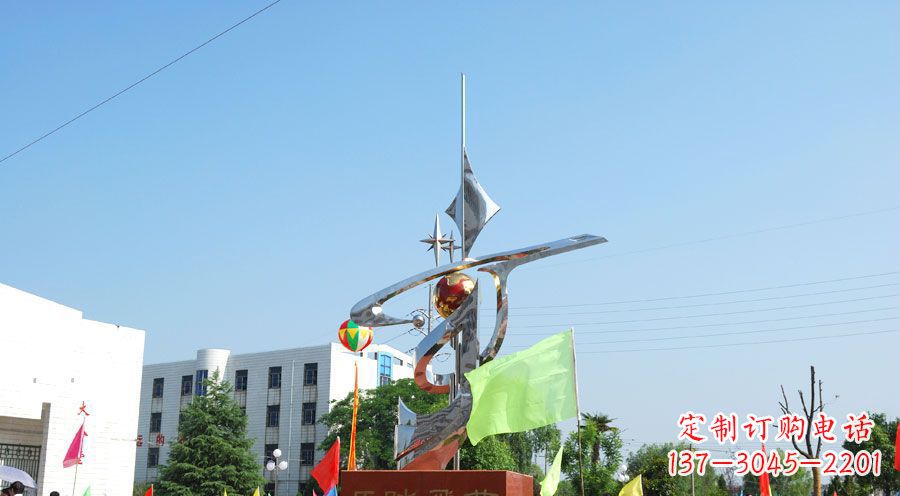 威海校园不锈钢马踏飞燕地球雕塑